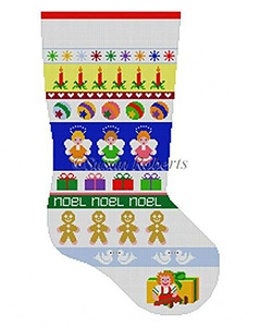 Susan Roberts Needlepoint Designs - Hand-painted Christmas Stocking - Angel Stripe Girls Stocking