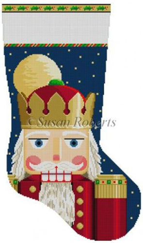 Susan Roberts Needlepoint Designs - Hand-painted Christmas Stocking - Nutcracker Face