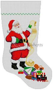 Susan Roberts Needlepoint Designs - Hand-painted Christmas Stocking - Santa Wish List -Boy Toys