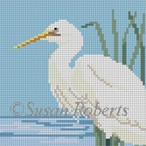 Susan Roberts Needlepoint Designs - Snowy Egret Coaster