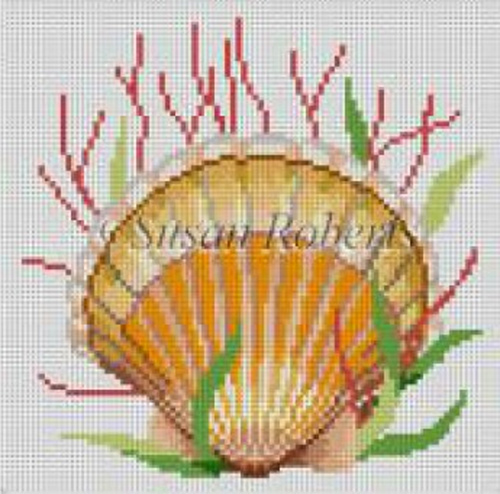 Susan Roberts Needlepoint Designs - Hand-painted Canvas -  Seashell, Sea Scallop 13 Count Canvas