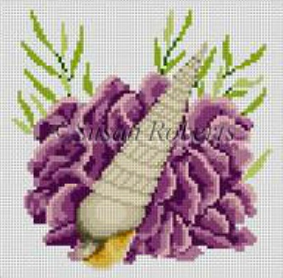 Susan Roberts Needlepoint Designs - Hand-painted Canvas -  Seashell, Auger