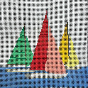 Susan Roberts Needlepoint Designs - Hand-painted Canvas - Resting Sailboats