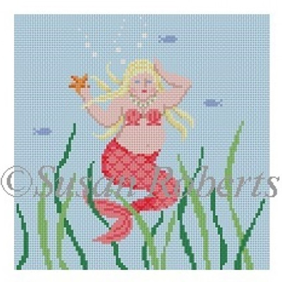 Susan Roberts Needlepoint Designs - Hand-painted Canvas - Chubby Mermaid
