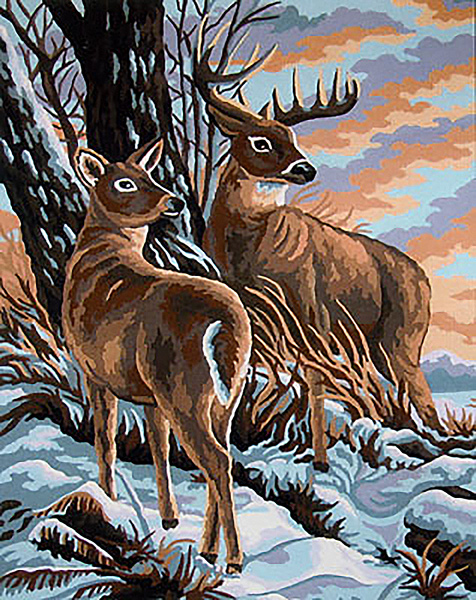 Mirror Image (Doe and Buck)  - Collection d'Art Needlepoint Canvas