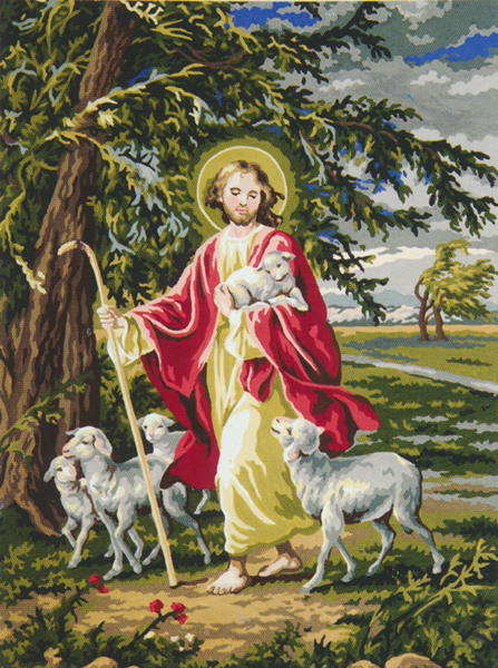 Jesus the Loving Shepherd - Collection d'Art Needlepoint Canvas