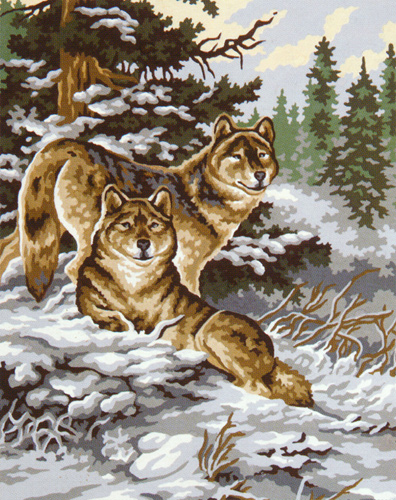 Snow Wolves  - Collection d'Art Needlepoint Canvas