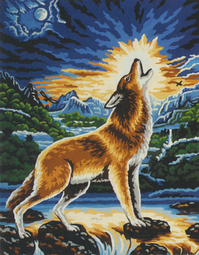 Howling Wolf  - Collection d'Art Needlepoint Canvas