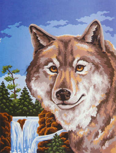 Wolf Portrait  - Collection d'Art Needlepoint Canvas