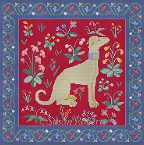 Susan Roberts Needlepoint Designs - Cluny Dog Red