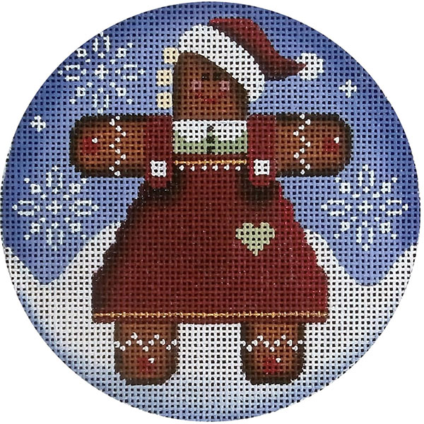 Gingerbread Woman Hand Painted Christmas Ornament Canvas from Rebecca Wood