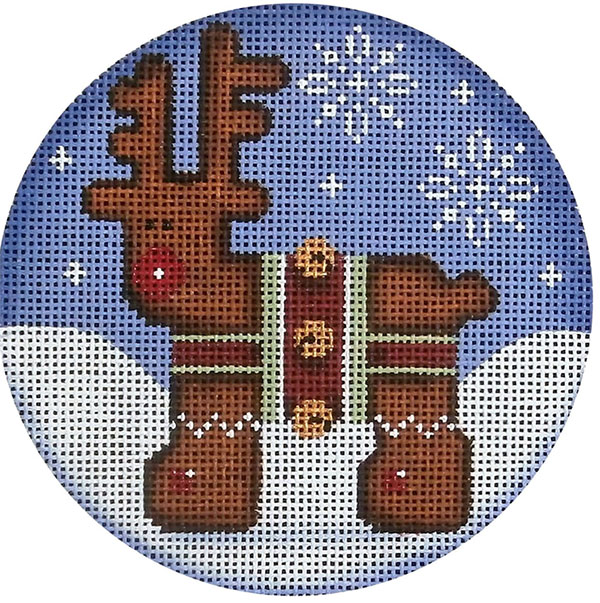 Gingerbread Deer Hand Painted Christmas Ornament Canvas from Rebecca Wood