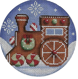 Gingerbread Engine Hand Painted Christmas Ornament Canvas from Rebecca Wood