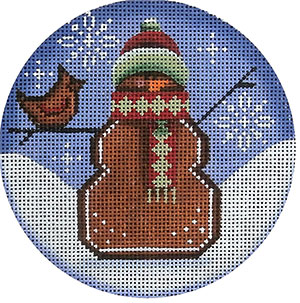 Gingerbread Snowman Hand Painted Christmas Ornament Canvas from Rebecca Wood