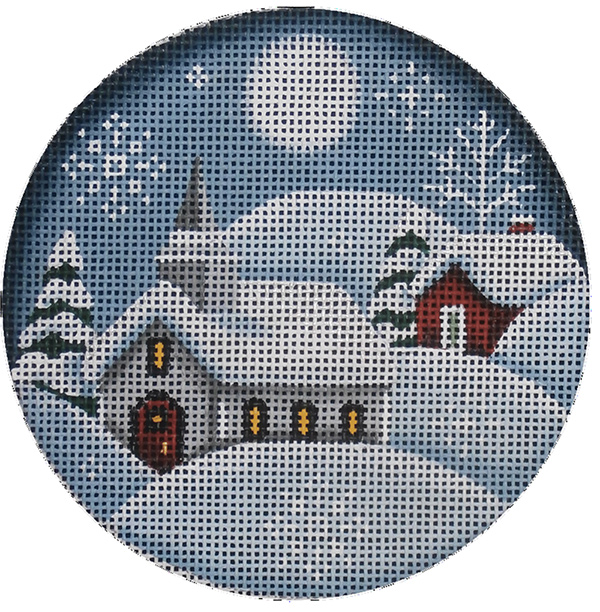 Country Church Hand Painted Christmas Ornament Canvas from Rebecca Wood
