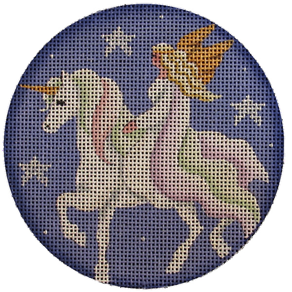 Unicorn Ride Hand Painted Christmas Ornament Canvas from Rebecca Wood