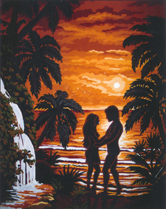 Tropical Sunset Silouhette  - Collection d'Art Needlepoint Canvas