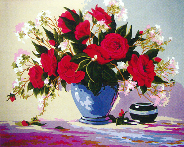 Red Rose Delight  - Collection d'Art Needlepoint Canvas
