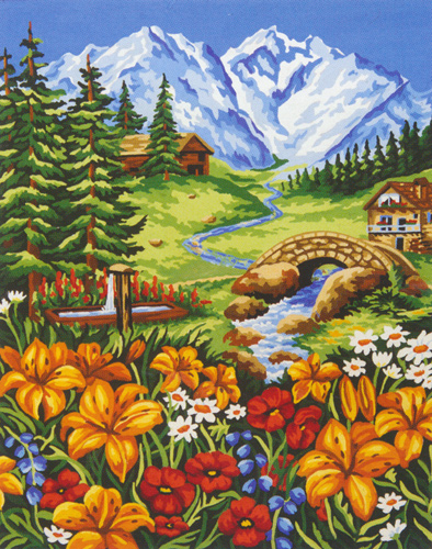 Spring in the Mountains  - Collection d'Art Needlepoint Canvas