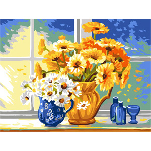 Yellow & White Daisies  - Collection d'Art Needlepoint Canvas