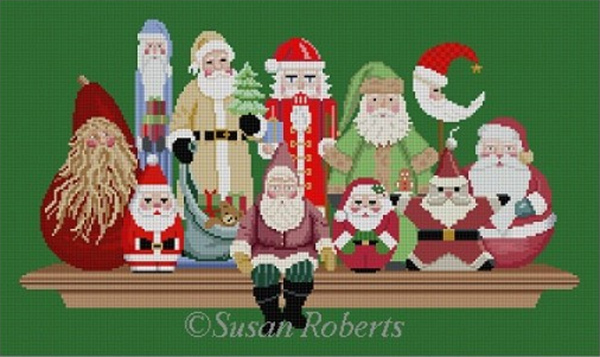 Susan Roberts Needlepoint Designs - Hand-painted Canvas - Santa Collection