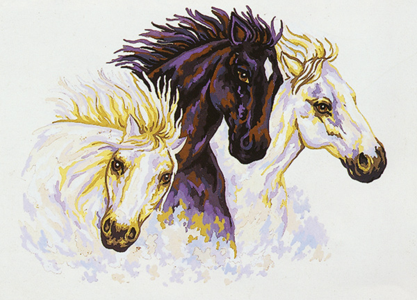 Trio of Horses  - Collection d'Art Needlepoint Canvas