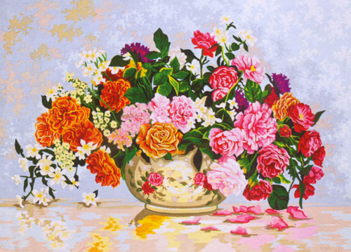 Bowl of Flowers - Collection d'Art Needlepoint Canvas