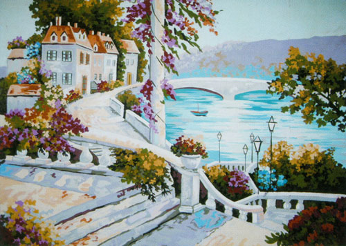 Beautiful View from the Terrace  - Collection d'Art Needlepoint Canvas