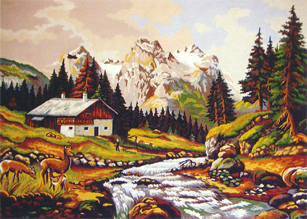 Mountain Stream II  - Collection d'Art Needlepoint Canvas