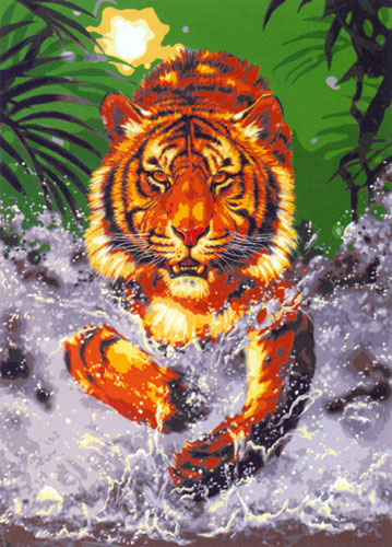 Tiger Charge  - Collection d'Art Needlepoint Canvas