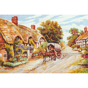 Thatched Cottage Lane - Collection d'Art Needlepoint Canvas