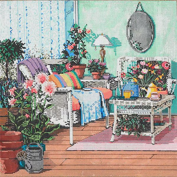 The Conservatory - Stitch Painted Needlepoint Canvas from Sandra Gilmore