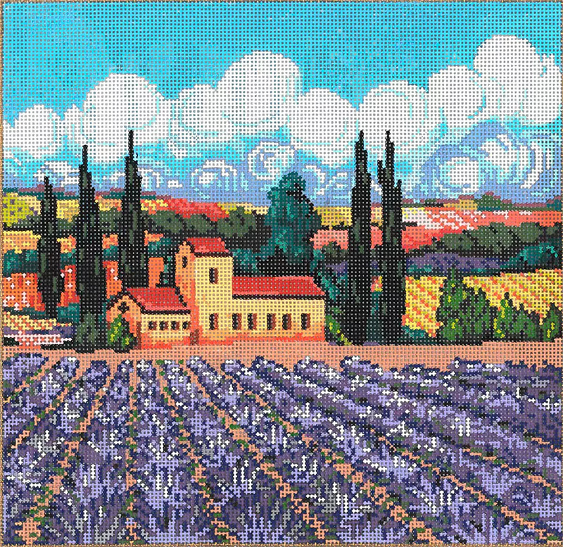 Lavendre - Stitch Painted Needlepoint Canvas from Sandra Gilmore