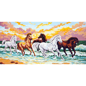 Horses in the Surf  - Collection d'Art Needlepoint Canvas