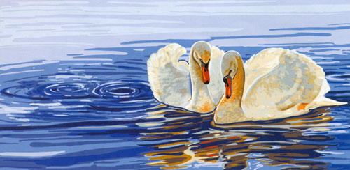Two Swans - Collection d'Art Needlepoint Canvas