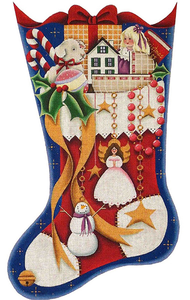 A Girl's Stocking Hand Painted Stocking Canvas from Rebecca Wood