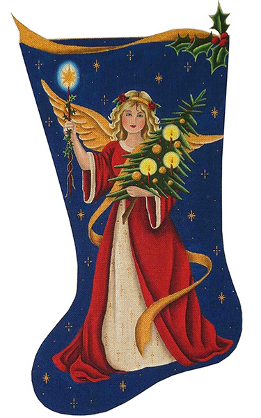 Victorian Angel Hand Painted Stocking Canvas from Rebecca Wood