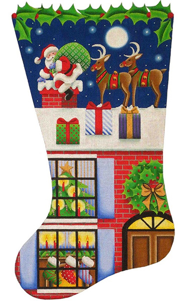 Christmas Night Hand Painted Stocking Canvas from Rebecca Wood