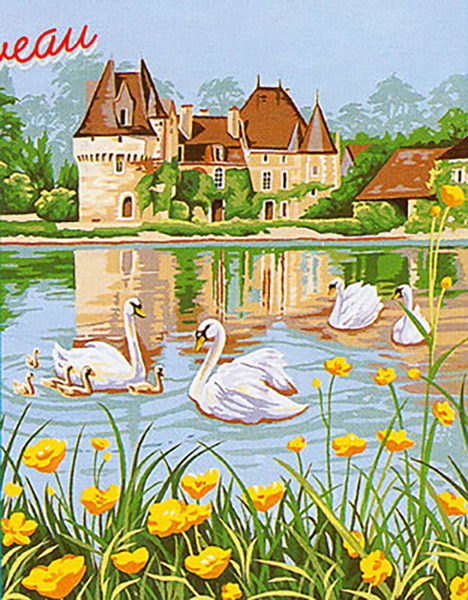 Margot Creations de Paris Needlepoint - Les Cygnes du Chateau (The Swans of the Chateau)