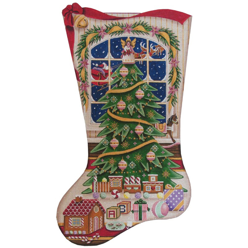 Christmas Magic (Girl) Hand Painted Stocking Canvas from Rebecca Wood