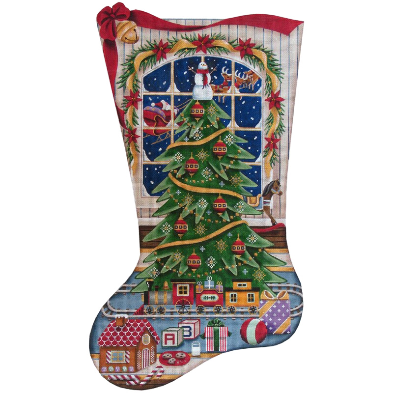 Christmas Magic (Boy) Hand Painted Stocking Canvas from Rebecca Wood