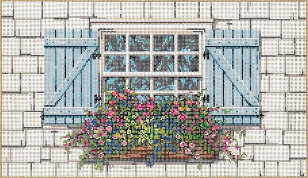 Window Garden - Stitch Painted Needlepoint Canvas