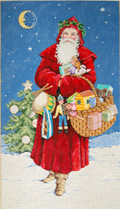 Basket of Joy (14 Count) - Stitch Painted Needlepoint Canvas from Sandra Gilmore