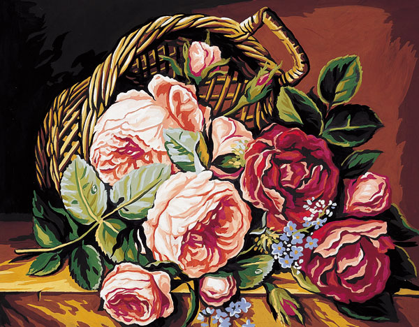 Royal Paris Needlepoint Basket of Roses Canvas