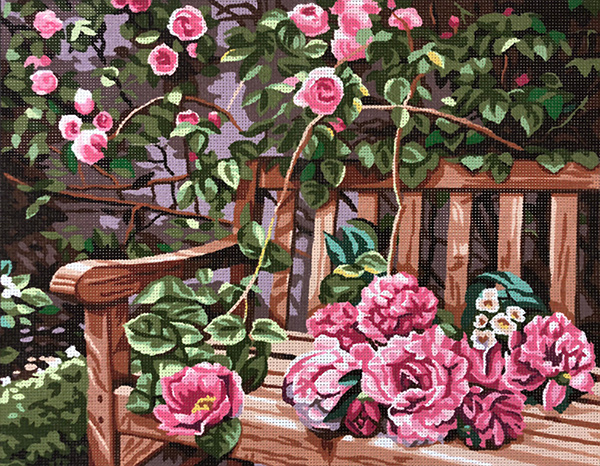 Royal Paris Needlepoint Le Banc Fleuri (Flower Bench) Canvas