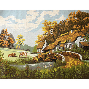Margot Creations de Paris Needlepoint The Cottage by Glynn Carter Large Canvas