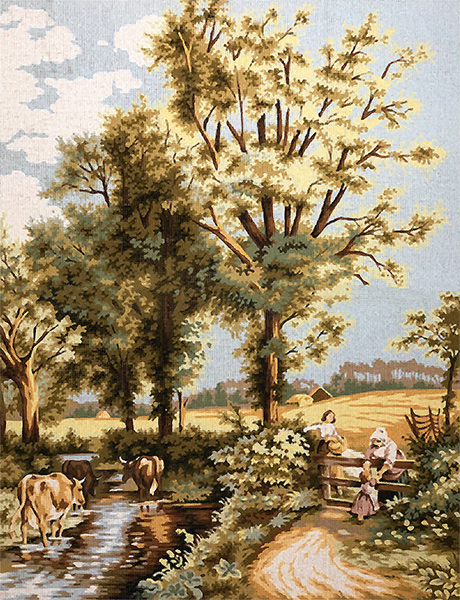Margot Creations de Paris Needlepoint La Campagne (Countryside) by M.B. Foster Large Canvas
