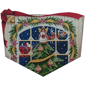 Angel Tree Hand Painted Stocking Topper Canvas from Rebecca Wood
