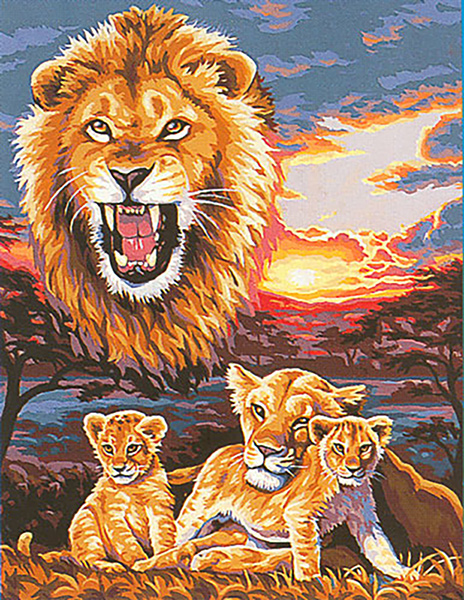 Margot Creations de Paris Needlepoint - Large Canvases - Les Lions (The Lions)