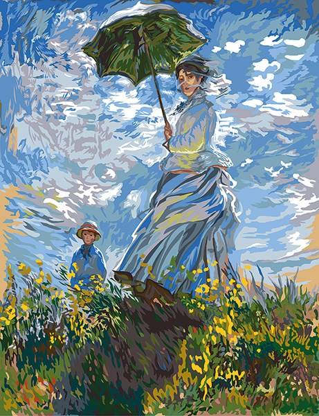 Margot Creations de Paris Needlepoint - Large Canvases -  Woman with the Parasol de Monet